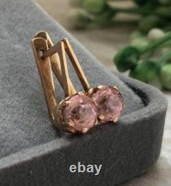 Boucles d'oreilles vintage or 583 saphir bijoux 14K femmes URSS russe soviétique rare