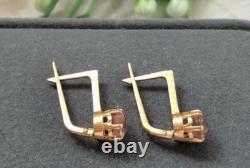 Boucles d'oreilles vintage or 583 saphir bijoux 14K femmes URSS russe soviétique rare