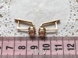 Boucles d'oreilles vintage or 583 saphir bijoux 14K femmes URSS russe soviétique rare