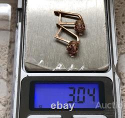 Boucles d'oreilles vintage or 583 saphir bijoux 14K femmes URSS russe soviétique rare