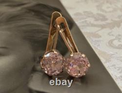 Boucles d'oreilles vintage or 583 saphir bijoux 14K femmes URSS russe soviétique rare