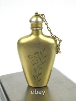 Bouteille Vintage en Argent 875 pour Parfum Plaqué Or Union Soviétique Russe URSS