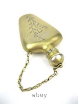 Bouteille Vintage en Argent 875 pour Parfum Plaqué Or Union Soviétique Russe URSS