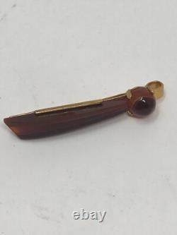 Boutons de manchette carrés en véritable ambre baltique de l'URSS soviétique russe et ensemble de pince à cravate Russie