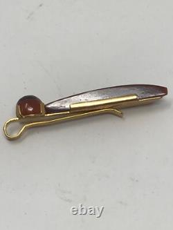 Boutons de manchette carrés en véritable ambre baltique de l'URSS soviétique russe et ensemble de pince à cravate Russie