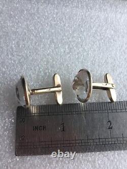 Boutons de manchette en cristal de roche argent 875 argent soviétique russe URSS vintage URAL 11grm