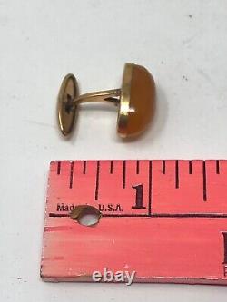 Boutons de manchette ovales en véritable ambre baltique soviétique russe de l'URSS, ensemble Russie