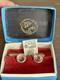 Boutons De Manchette Vintage Sovi&eacute;tiques En Argent 875 Et Cristal De Roche, Urss, Sverdlovsk, Coffret Complet