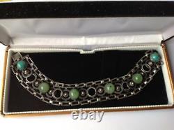 Bracelet Vintage Argent Sterling 875 Urss Russe Pierre Naturelle Bijoux De Femme