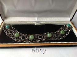 Bracelet Vintage Argent Sterling 875 Urss Russe Pierre Naturelle Bijoux De Femme