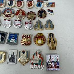 Broche Vintage Russe x 53 Épingles à Chapeau URSS Monuments de Ville Émail 1993