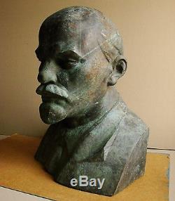 Buste D'auteur Soviétique Ukrainien Russe Bronze Sculpture Lenin XXXXL Monumental