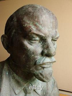 Buste D'auteur Soviétique Ukrainien Russe Bronze Sculpture Lenin XXXXL Monumental