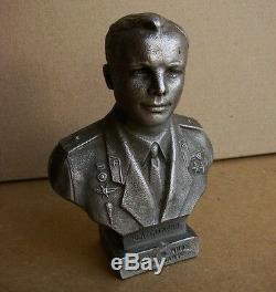 Buste Russe Soviétique Gagarine Espace Astronaute Statue En Métal Kosmos Rare