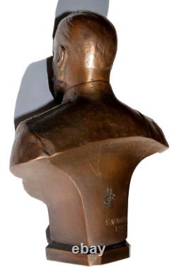 Buste en bronze impérial russe soviétique du roi royal Nicolas II Romanov, prix de guerre de la Première Guerre mondiale