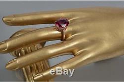 Cadeau D'anneau De Rubis Énorme De Bijoux Soviétiques En Argent Sterling Avec De L'or Rose 14k Urss Russe