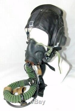 Casque En Cuir Mig Soviétique Russe Pilot Hat 1984 58cm M + Oxygen Mask Set Urss