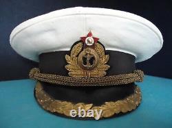 Casquette de visière d'été pour officier de haut rang de la marine soviétique (russe, URSS) marquée 1957