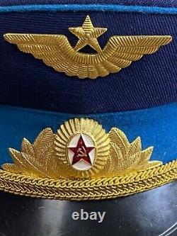 Casquette de visière militaire des forces aériennes soviétiques russes GÉNÉRAL des années 1970 URSS Taille 57