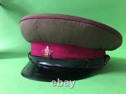 Casquette vintage soviétique (russe URSS) avec piping framboise de type WWII (taille 58,5)