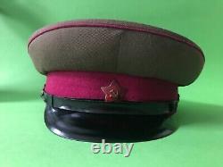 Casquette vintage soviétique (russe URSS) avec piping framboise de type WWII (taille 58,5)