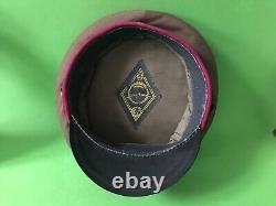 Casquette vintage soviétique (russe URSS) avec piping framboise de type WWII (taille 58,5)
