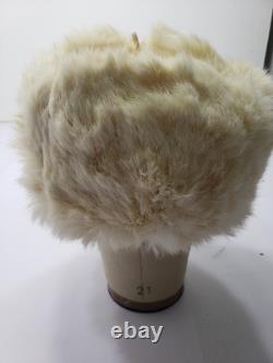 Chapeau d'hiver soviétique ukrainien vintage ushanka blanc URSS chapeau en fourrure russe avec rabats d'oreilles