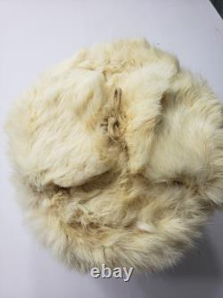 Chapeau d'hiver soviétique ukrainien vintage ushanka blanc URSS chapeau en fourrure russe avec rabats d'oreilles