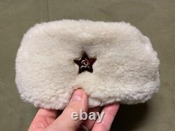 Chapeau d'hiver ushanka soviétique russe M1931 de la Seconde Guerre mondiale & étoile - taille grande, 4 59
