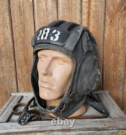 Chapeau de tankiste de l'armée soviétique original TSH 3 URSS russe