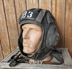 Chapeau de tankiste de l'armée soviétique original TSH 3 URSS russe