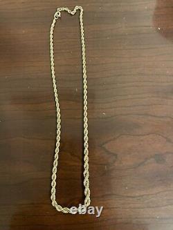 Collier à maillons gradués en corde en or 583 14k de l'URSS soviétique russe vintage