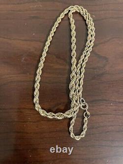 Collier à maillons gradués en corde en or 583 14k de l'URSS soviétique russe vintage