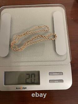 Collier à maillons gradués en corde en or 583 14k de l'URSS soviétique russe vintage