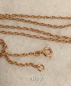 Collier en chaîne tressée en or rose 14k 583 soviétique vintage NWOT URSS russe 5,7g