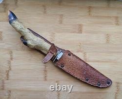 Couteau de chasse vintage en acier inoxydable avec manche en sabot de cerf de l'URSS soviétique russe