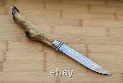 Couteau de chasse vintage en acier inoxydable avec manche en sabot de cerf de l'URSS soviétique russe