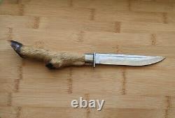 Couteau de chasse vintage en acier inoxydable avec manche en sabot de cerf de l'URSS soviétique russe