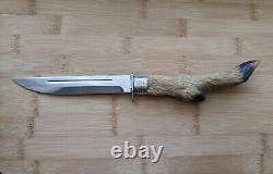 Couteau de chasse vintage en acier inoxydable avec manche en sabot de cerf de l'URSS soviétique russe