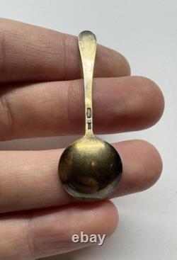 Cuillère à sel en argent 875 émaillé soviétique russe Miniature vintage collectionnable URSS