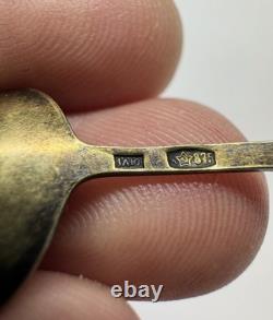 Cuillère à sel en argent 875 émaillé soviétique russe Miniature vintage collectionnable URSS