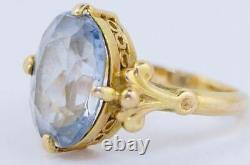 Cute Vintage Ussr Soviet Russian 583 14k Solid Rose Gold Ring Topaz Taille 6,5