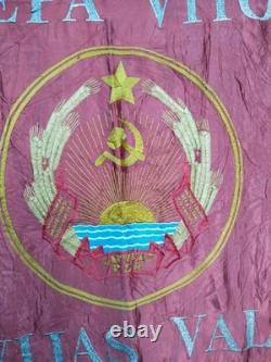 Drapeau ou bannière brodée vintage de la WWII URSS Russie, broderie de l'Union soviétique