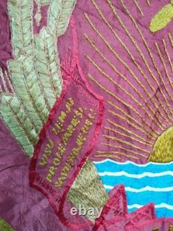 Drapeau ou bannière brodée vintage de la WWII URSS Russie, broderie de l'Union soviétique