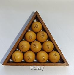 Ensemble complet de 10 billes de billard soviétiques russes vintage rares URSS 39,1 mm