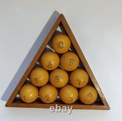 Ensemble complet de 10 billes de billard soviétiques russes vintage rares URSS 39,1 mm