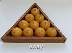 Ensemble complet de 10 billes de billard soviétiques russes vintage rares URSS 39,1 mm