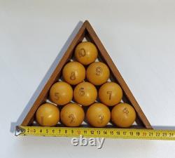 Ensemble complet de 10 billes de billard soviétiques russes vintage rares URSS 39,1 mm