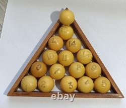 Ensemble complet de 16 boules de billard soviétiques russes vintage rares URSS 39,7 mm