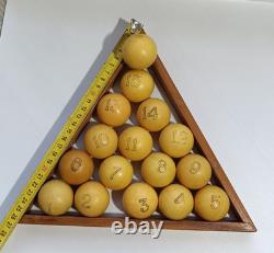 Ensemble complet de 16 boules de billard soviétiques russes vintage rares URSS 39,7 mm